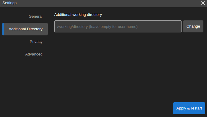 Additional Directory settings interface